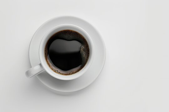 white coffee cup   mug with hot black coffee, isolated design element, top view   flat lay - Powered by Adobe