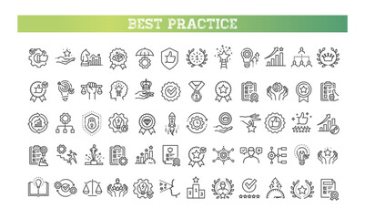 Best practices line icon set
