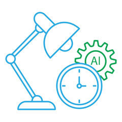 Overtime and AI Efficiency vector Symbol Icon Design