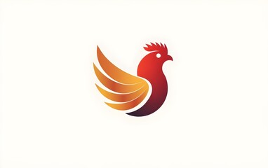 Fiery Rooster: A stylized illustration of a vibrant rooster, its feathers in shades of orange, red, and yellow, poised with a proud, alert posture. 