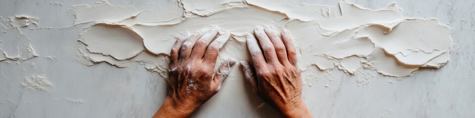 Mindful Artisan Bread Making Textural Hands Crafting Organic Dough with Rustic Precision - Culinary Wellness and Sustainable Craft Heritage