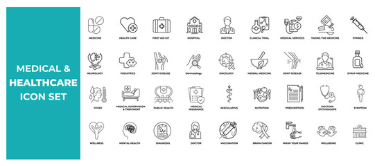 medical and health care icon set