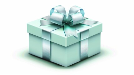 Elegant Mint Green Gift Box with Bow and Ribbon for Celebrations