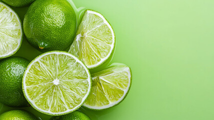 Fresh green lime wedges arranged in fan formation, looks so refreshing