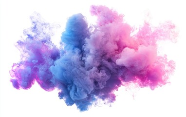 Fototapeta premium Colorful explosion of smoke with deep blues and vibrant pinks, isolated on clear white background
