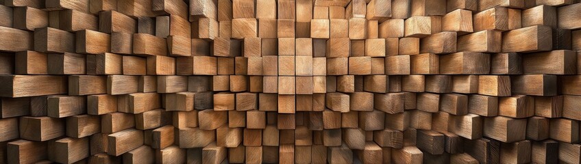 Fototapeta premium Background banner panorama of textured brown wooden cubes for Adobe Stock