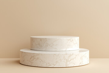 Marble podium presents clean, minimalistic, and sophisticated display