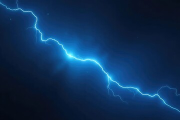 Bright streak of blue light in a dark atmosphere, electric discharge, ray, glowing strip