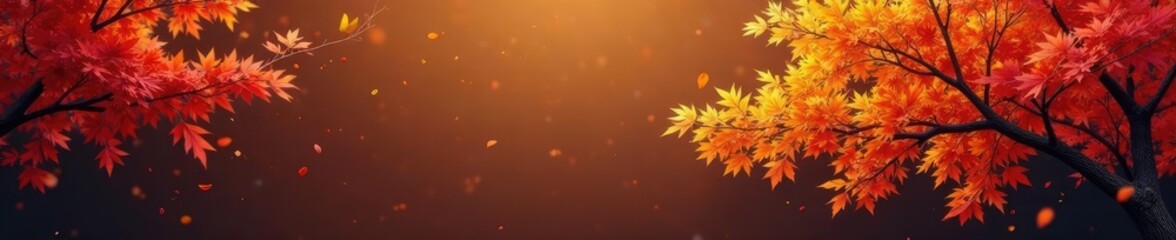 brown rectangle background with a bunch of colorful branches, trees, appreciation, autumn