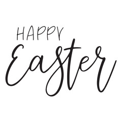 Happy Easter Hand Drawn Lettering. Easter Greetings Simple Brush Calligraphy Design Element.