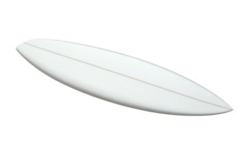 This surfboard lies poised and ready, its smooth surface reflecting a sense of freedom and adventure isolated on transparent background