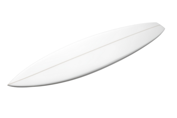 A sleek white surfboard rests elegantly against a minimalist backdrop, ready for action at the beach isolated on transparent background