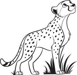Line art coloring pages for kids for brain development. Cheetah outline vector illustration and ready for print.