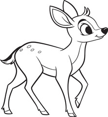 Line art coloring pages for kids for brain development. Deer outline vector illustration and ready for print.