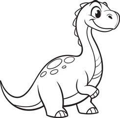 Line art coloring pages for kids for brain development. Dinosaur outline vector illustration and ready for print.