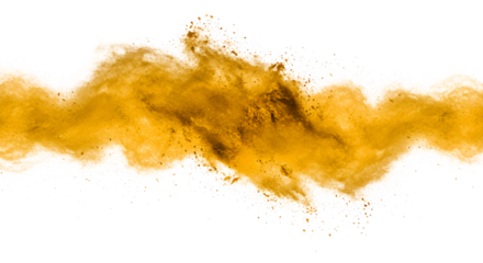 Vibrant Gold Dust Cloud Explosion on Transparent Background, Ideal for Creative Designs