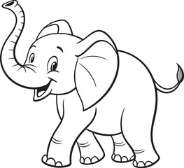 Line art coloring pages for kids for brain development. Elephant outline vector illustration and ready for print.