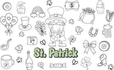 St. Patrick doodle Element ornament clipart set