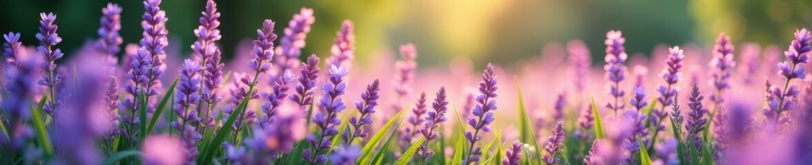 Obraz premium Lush purple grass sways in the gentle summer breeze, floral, blooming flowers