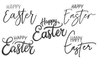 Happy Easter Hand Drawn Lettering. Easter Greetings Simple Brush Calligraphy Design Element.