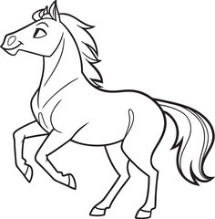 Line art coloring pages for kids for brain development. Horse outline vector illustration and ready for print.