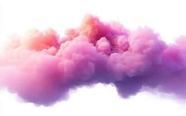 Fototapeta premium Dreamy surreal fog infused with glowing magenta highlights, isolated on clear white background