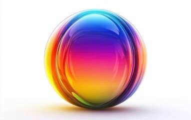 Obraz premium Luminous bubble texture blending into rainbow reflections, isolated on clear white background