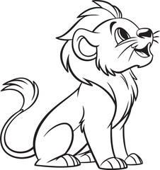Line art coloring pages for kids for brain development. Lion outline vector illustration and ready for print.