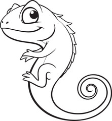 Line art coloring pages for kids for brain development. Lizard outline vector illustration and ready for print.