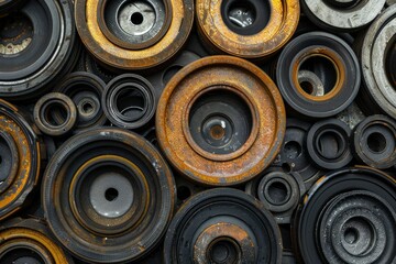 pixel perfect picture of Top view of various paronite gaskets