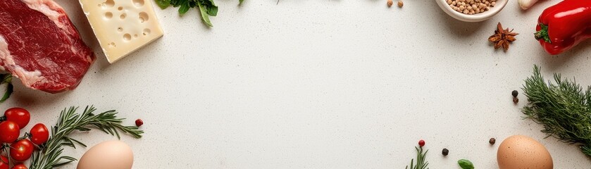 Obraz premium A colorful display of fresh ingredients on a kitchen table, ready for a delicious meal.