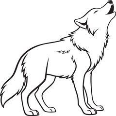 Line art coloring pages for kids for brain development. Wolf outline vector illustration and ready for print.