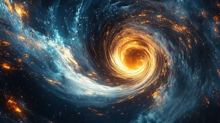  Time-warping wormhole stretching through space, swirling energy pulling everything into glowing vortex. Cosmic phenomenon bending time and reality in vibrant hues.