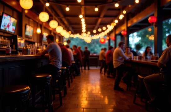 Evening at a lively beer bar with warm lighting and conversation