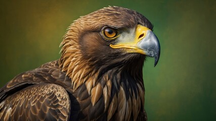 Obraz premium Portrait of a Majestic Golden Eagle with Intense Gaze and Detailed Plumage Displaying Wild Beauty