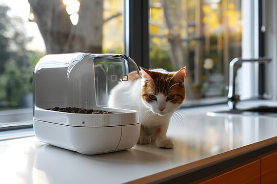 automated wet food feeder, a modern cat feeder like petlibro, specifically for automatic wet food feeding