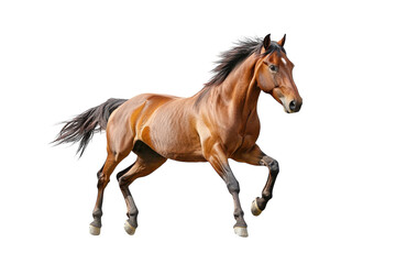 Obraz premium Brown horse running, realistic animal illustration isolated on Transparent Background