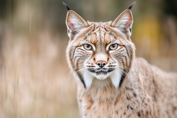 Fototapeta premium captivating close-up of majestic wild cat capturing intricate patterns of its fur and intensity of its gaze set against