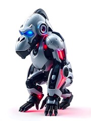 3d robot gorilla chimpanzee monkey cyberpunk, modern future concept