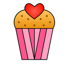 cupcake love icon vector simple design illustration/ sweet valentine element