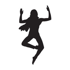 Silhouette of a female dancer in an action pose, showcasing a slim woman in a dynamic dance position