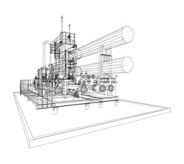 Petroleum heater exchanger. Vector rendering of 3d