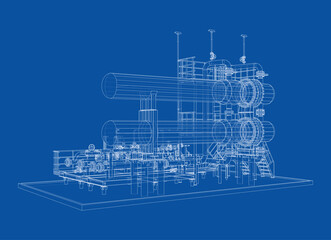 Petroleum heater exchanger. Vector rendering of 3d