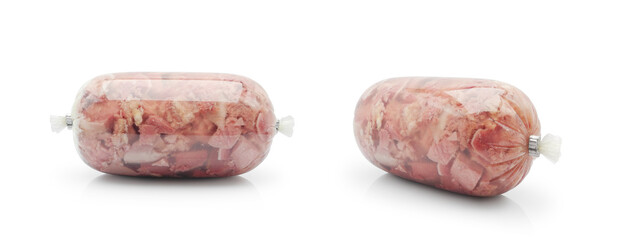 Jellied tongue in pack isolated angles on white background 