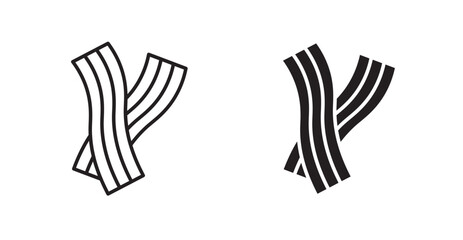 Bacon thin line and fill vector icons set
