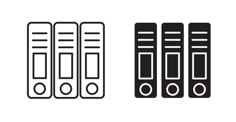 Binder thin line and fill vector icons set