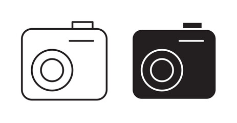 Camera thin line and fill vector icons set
