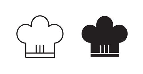 Chef hat thin line and fill vector icons set