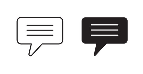 Comments thin line and fill vector icons set