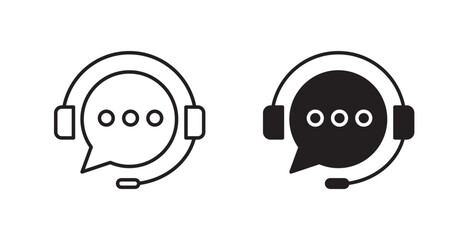 Customer service thin line and fill vector icons set